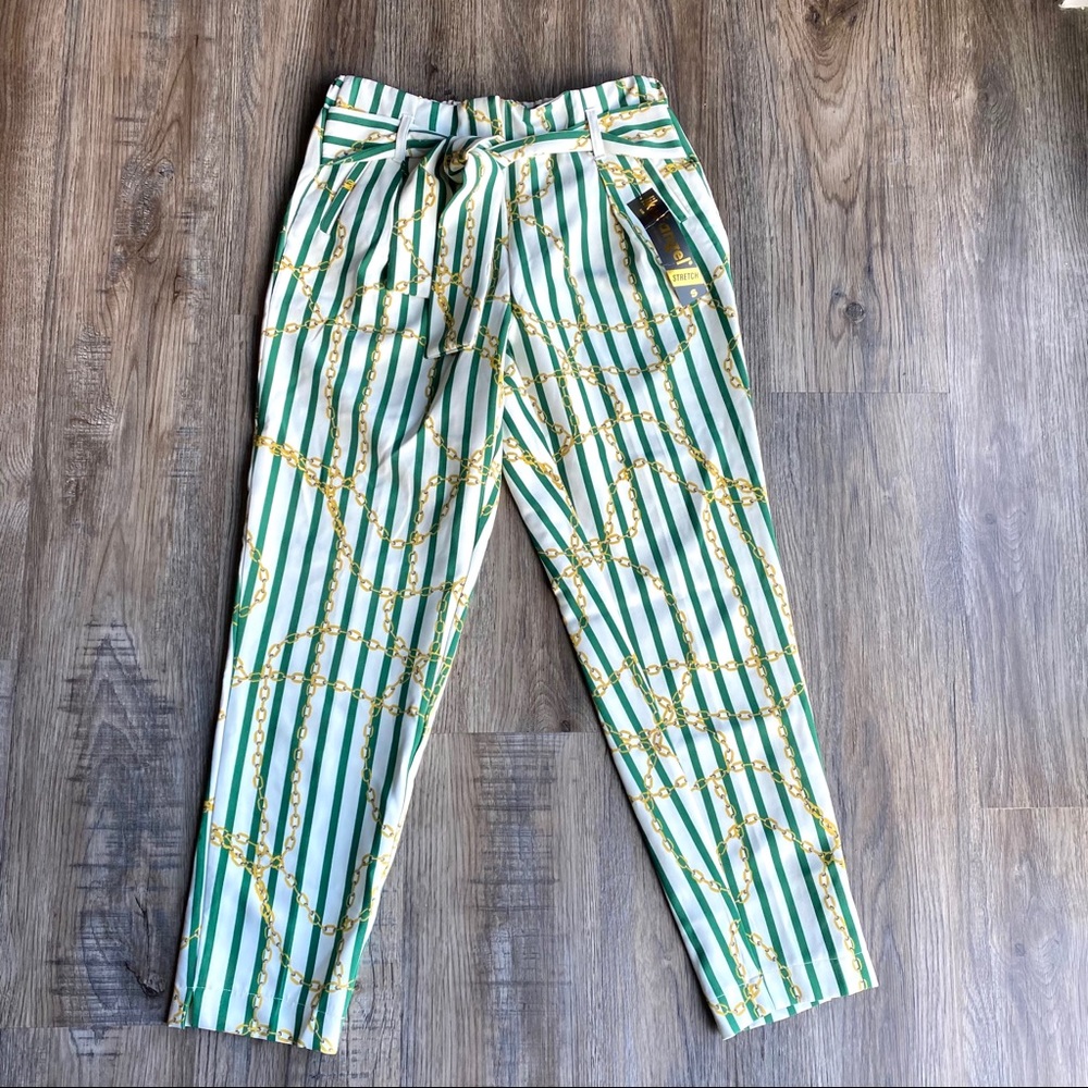NWT Green Strip Chain Pants